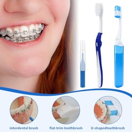 Kit de Limpieza para Frenos para Adolescentes y Adultos, Kit de Cuidado Dental Ortodóntico para Frenos con Estuche de Viaje, Incluye Cepillos de Dient