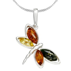 InCollections 200132501 Women's Butterfly Pendant 925/000 Sterling Silver with Amber, Sterling Silver, Amber