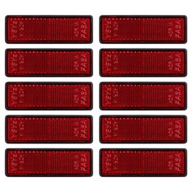 Yinaolan 10 Pack Red Self Adhesive Rectangle Reflectors, ADR Approval Road Safety Stick-on Rear Reflectors for Trailer Caravan Truck Lorry or Agricultural Machines