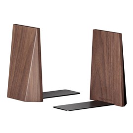 muso wood Book Ends, Handmade Wooden Bookends for Heavy Books, Creative Beveled Bookends for Shelves, Non-Skid Book Ends, Walnut-1Pair