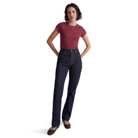 Madewell Womens Brightside Rib Tee Mulberry Wine XS (Women's 00-0) One Size