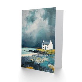 Artery8 Classic Scottish Lochside Cottage Oil Painting Greeting Birthday Card Him Her All Blank