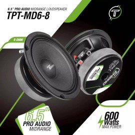 TIMPANO AUDIO (2) 6.5" MIDRANGE TIMPANO 600WATTS TPT-MD6-8 CAR PRO AUDIO 8 OHM SPEAKERS - PAIR