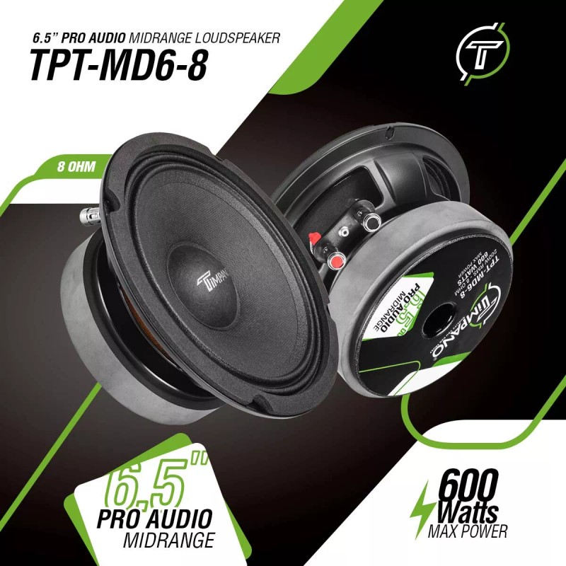 TIMPANO AUDIO (2) 6.5" MIDRANGE TIMPANO 600WATTS TPT-MD6-8 CAR PRO