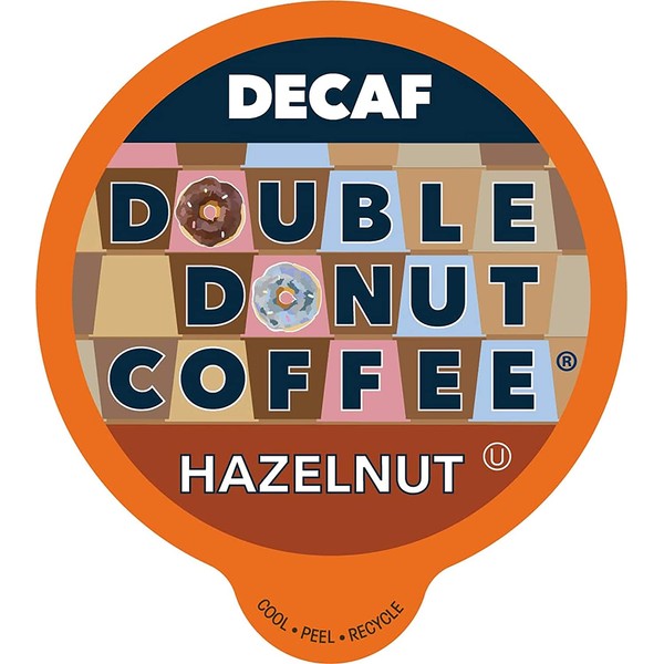 Double Donut Medium Roast Decaf Coffee Pods, Hazelnut Flavored, for Keurig K-Cup Machines, 80 Single-Serve Capsules per Box