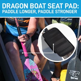 Hornet Watersports Dragon Boat Seat Pad with Secure Strap and Storage Pockets - IDBF Approved Dragon Boat Seat Cushion (Black)