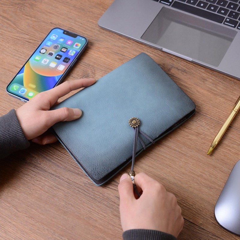 Wonderpool Leather Diary Notebook Ring Binder - Refillable Folder Writing