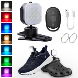 LECART Magnetic Design Croc Lights for Shoes Rechargeable, 7 Colors Croc Headlights with Remote, Adjustable Light Angle Croc Flashlight, Hands Free Clip-on Led Safety Shoe Lights for Adult Kids