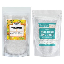 Unpretentious Unpretentious Zinc Oxide & Vitamin C Bundle, (1 lb) Resealable Bags, Fine Powders