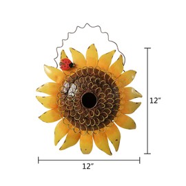 Metal Sunflower Bird House for Outside Hanging Decorative Hand-Painted Birdhouse Yard Garden Decor 12"X12"X4"