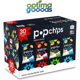 Popchips Variety Pack Chips 0.8 oz Bags 30 Ct – Assorted Flavors Snack Pack.