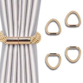 NAHUAA 4 Stück Raffhalter für Vorhänge Magnetisch Gold Raffhalter für Gardinen Halterung Gardinenhalter Raffhalter für Haus Büro Dekoration