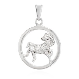 NKlaus 15mm pendant Aries 925 silver white topaz real zodiac with birthstone 14170