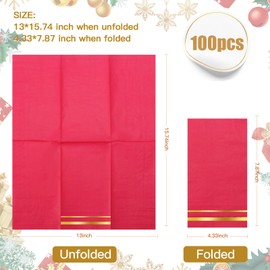 Tamone 100PCS 3-Ply Christmas Napkins - Red Napkins - Red and Gold Napkins Disposable - Premium Quality Dinner Napkins Soft and Absorbent for Christmas