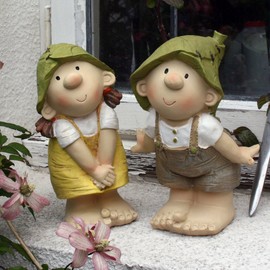 Lilly and Len Elves standing, Garden Ornament, Gnome, Garden Fairy, Troll, Imp