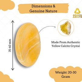 Yellow Calcite Worry Stones – Crystal Thumb Worry Stone for Anguish, Stress – Relaxing & Soothing Balance Stones for Meditation, Relief – Healing Stones & Crystals for Men, Women