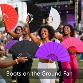 Ehonik 13inch Hand Fans for Women Foldable, Rave Fan Popping Fan Clacking Fans for Line Dancing, Large Folding Hand Fan Boots on The Ground Fan, Perfect for Wedding Party Dances Decorations (Red)