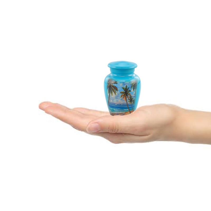 Immortal Memories Paradise Beach Keepsake Urn - Hand Painted Miniature