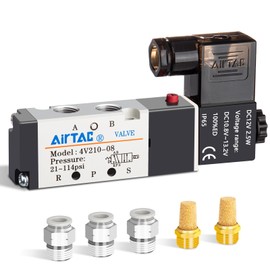 Pneumatic Solenoid Valve 1/4" NPT AirTAC 4V210-08 DC12V Single Coil Pilot-Operated Electric 2 Position 5 Way Connection Type Junction Box