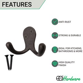 EAI Twin Robe Hook Cast Iron - 48mm - Self Colour Laquered - Pack of 8