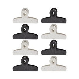 COOK WITH COLOR Nesting Plastic Mixing Bowl Set with Pour Spouts and Handles, Black and White, Pack of 8 Large Clips