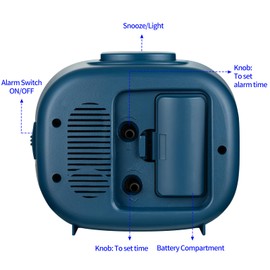 Tinload Loud Alarm Clock for Heavy Sleepers Adults, Silent No Ticking, Battery Operated, Glow in Dark dial, Lighted on Demand and Snooze(Blue)