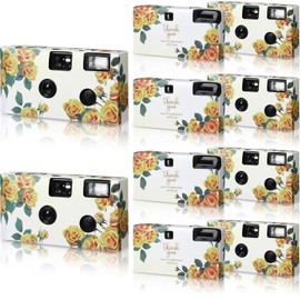 Kanayu 10 Pack Disposable Camera for Wedding Floral 35mm Single Use Film Camera with Flash One Time Use Camera for Anniversary Concert Travel Camp Party Supply Gift Honeymoon (Yellow Rose)