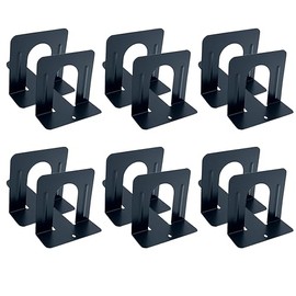 Huron Steel Non-Skid Metal Book Ends for Shelves Heavy Duty Bookends, Black, Pair (1/3/8/20/80 pr) (20)