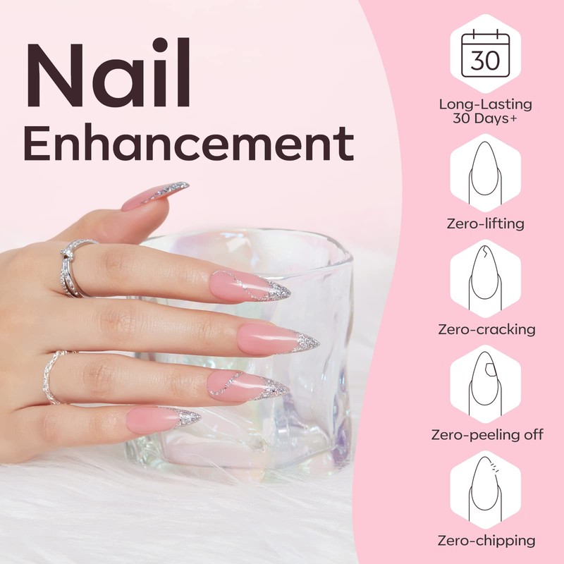 Modelones 8-in-1 Builder Nail Gel, 6 Colors Pink Builder Gel
