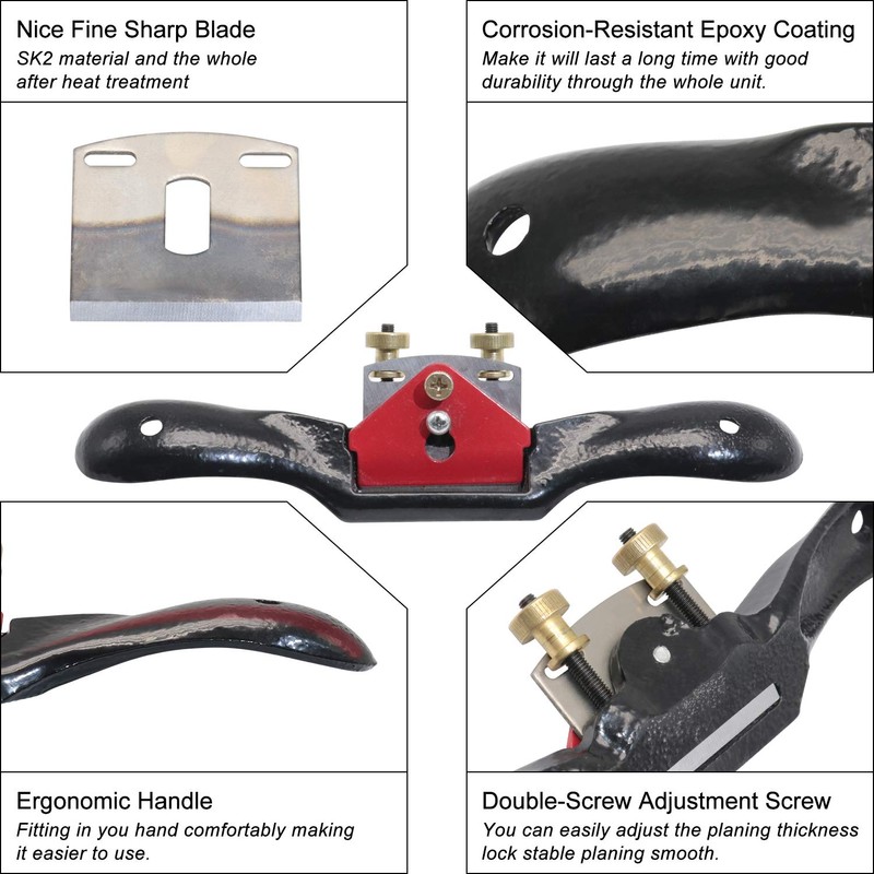 boeray 2pcs Adjustable SpokeShave with Flat Base, 6pcs Metal Blade