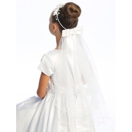 Swea Pea & Lilli Girls First Communion Veil - White Holy 1st Communion Headpiece with Headband and Flowers