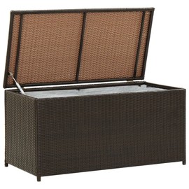 vidaXL Outdoor Patio Storage Box with Water-Resistant Liner, Durable Poly Rattan Construction, Elevated Design, Brown - 39.3"x19.6"x19.6"