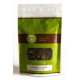 Mahamosa Pineapple Tropical Sencha 2 oz - Loose Leaf Flavored Green Tea Blend (with green tea, pineapple cubes, mango cubes, flavoring, safflower, sunflower blossoms)