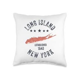 Long Island NY Souvenir Native Long Islander Map NYC Throw Pillow