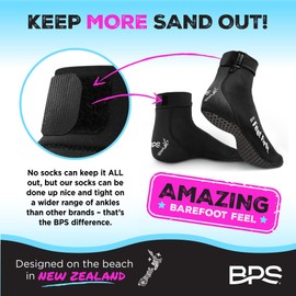 BPS 'Feet First' Water Socks (Black with Rubber Grip Soles, Medium)