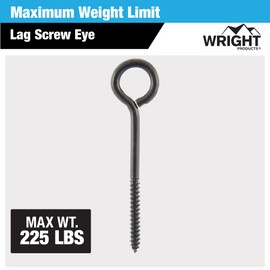 Wright Products Lag Screw Eye, 10-Pack, 5 Inch x .31 inch - Heavy-Duty, Weather-Resistant Hardware for Outdoor and Indoor Applications - Ideal for Hanging Plants, Swing Sets, Matte Black