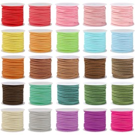Candygirl Suede Cord Faux Leather,25 Rolls Flat Suede Leather String for Necklaces, Bracelets, Beading,Jewelry Making, Tassels, Dream Catchers and DIY Crafts