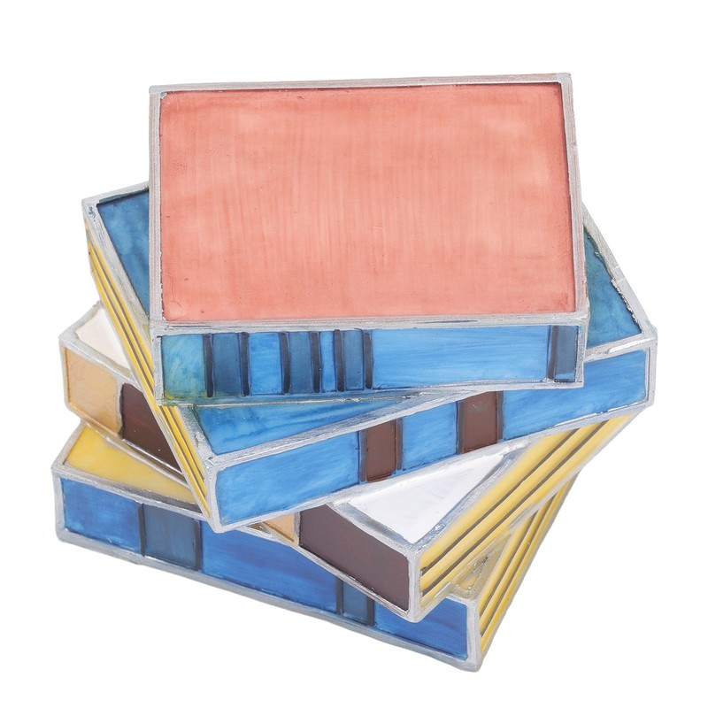 Stained Book Lamp Vintage Style Soft Lighting Stacked Books Table