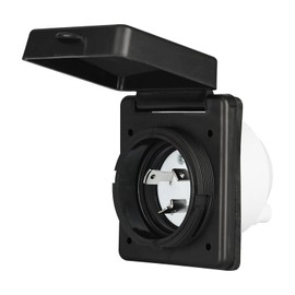 RVGUARD RV Power Inlet 30 Amp, 30 Amp Shore Power Inlet with Twist Lock, NEMA L5-30P RV Plug with Copper Pins and Stainless Steel Screws, Black