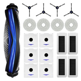 JYAILIFES 19 Pcs Vacuum Accesories Kit for ECOVACS DEEBOT N30 Omni / N30 Pro Omni Robot Vacuum, Replacement Parts Include 1Rubber Brush, 4 Filters, 4 Pads, 6 Dust Bag, 4 Side Brush and 1 Cleaning Tool