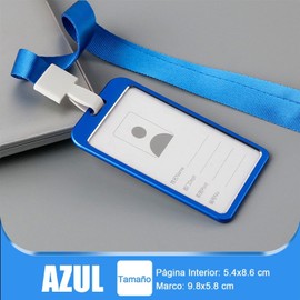 6 Piezas Porta Gafete Aluminio Vertical de Porta credencial con cordón para Tarjeta de Identificación para Oficina Negocios Útiles Escolares Trabajo (Azul)