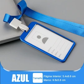 6 Piezas Porta Gafete Aluminio Vertical de Porta credencial con cordón para Tarjeta de Identificación para Oficina Negocios Útiles Escolares Trabajo (Azul)