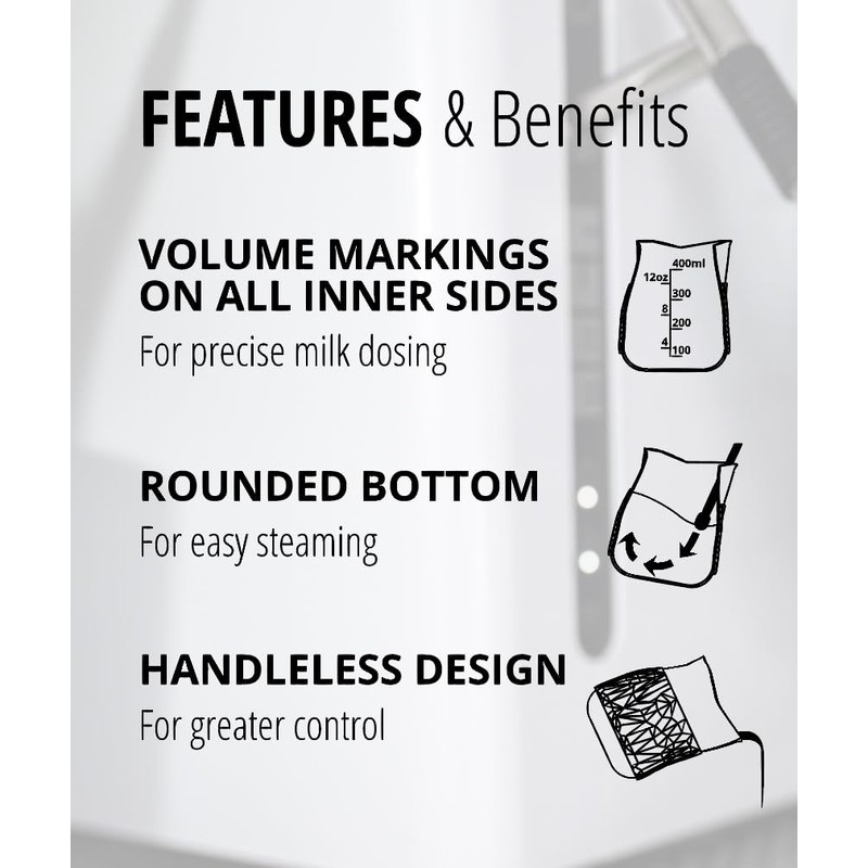 KRUVE Create Latte Art 3 Pour Jug 440ml Stainless Steel