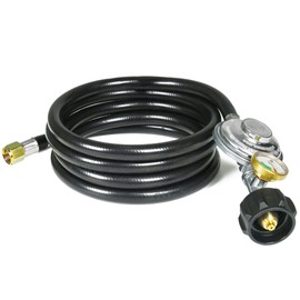 Rixordd 8 Feet Propane Regulator Hose with Gauge - QCC1 Connection for LP Gas Grill, Heater, and Fire Pit Table - 3/8" Female Flare Nut