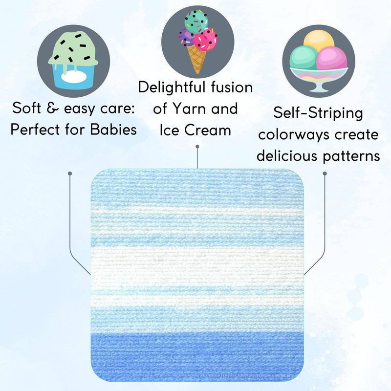 Lion Brand Ice Cream Blueberry 923-203 (3-Skeins - Same Dye