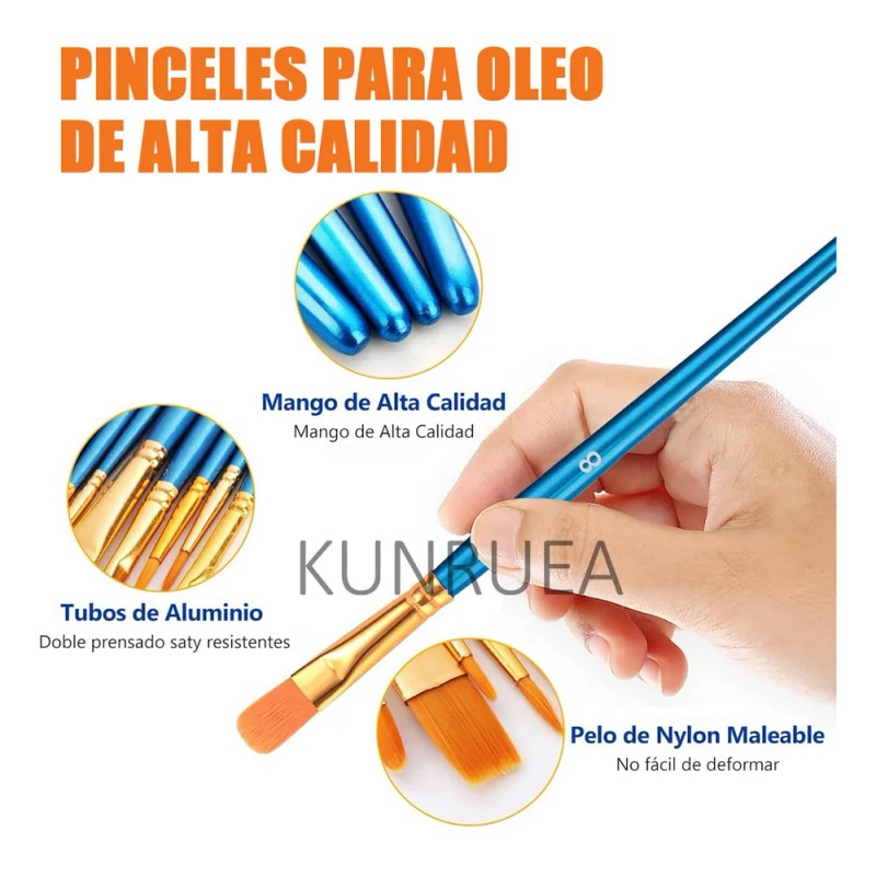 Kunruea 60 Pinceles Para Pintura Acrílico Oleo Acuarela, 6 Palettes