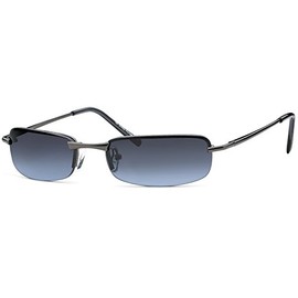 FEINZWIRN Irvillac Slim Elegant Sunglasses with Very Flat Lenses + Glasses Pouch, Anthracite/grey-blue gradient