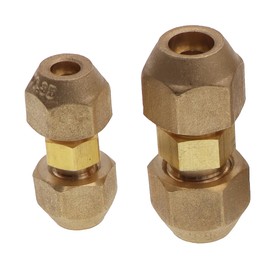 Air Conditioning Copper Pipe Extension -1/4" and 3/8" Flare Nut, Joint Double Connector, Intermediate Connection Head, Free Welding, Fits 1/4" and 3/8" Diameter Tubes
