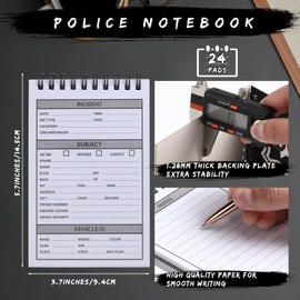 Teling 24 Packs Public Safety Police Field Interview Notebook Report Notepad for Law Enforcement Officer Gifts Ticket Book Notebook Cop Interview Equipment Accessories, 70 Sheets/ 140 Pages