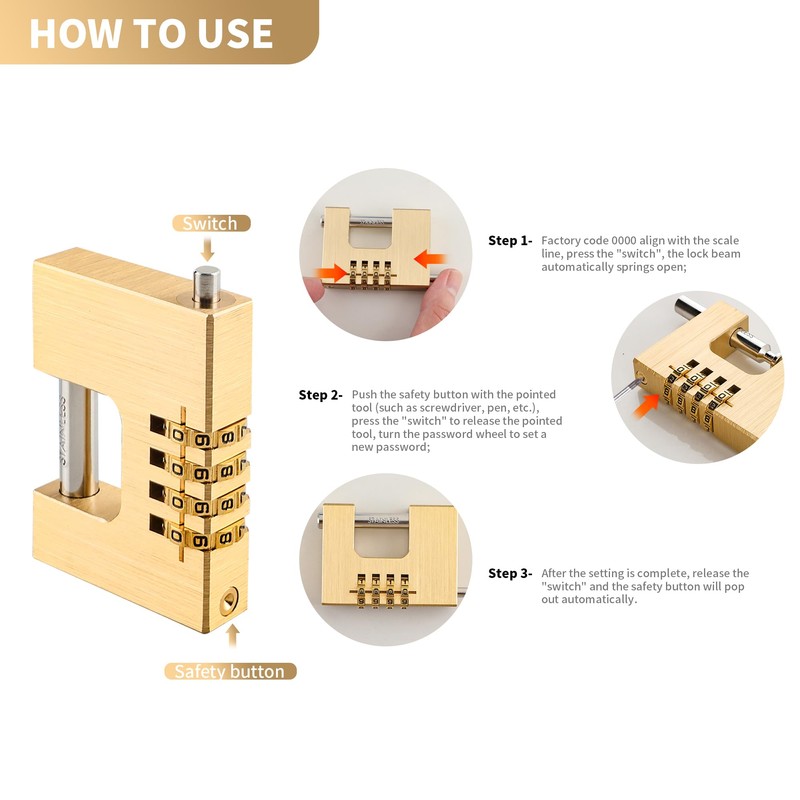 YKUKIZEE 62 mm Combination Padlock with Code, High Security Shipping